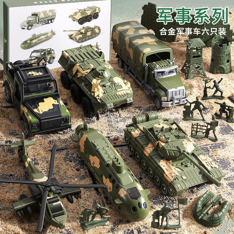 Kids' large military ejection car transforming track missile car parking tank alloy car boy toy ages 3-6