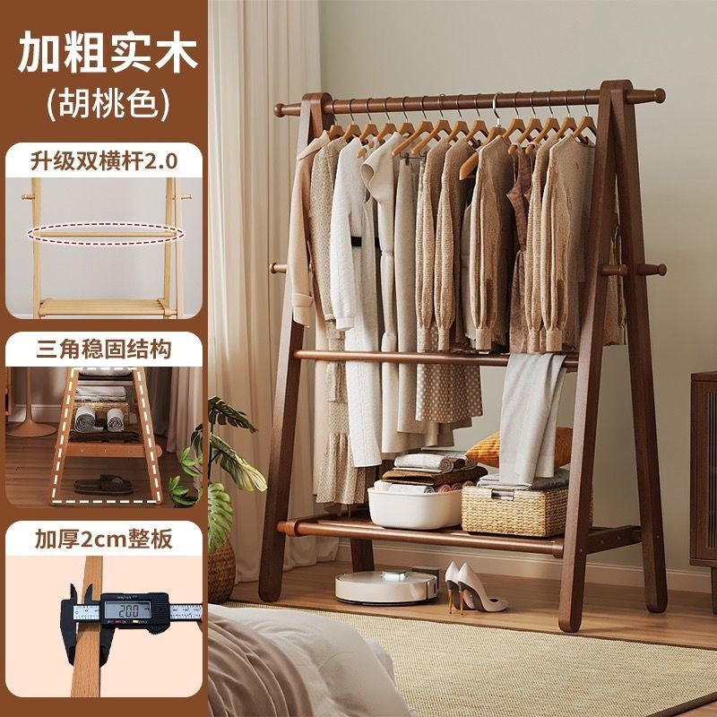 Foldable solid wood clothes rack - freestanding wardrobe for bedroom, living room, and home use - clothes storage, coat rack, and drying rack for rooms