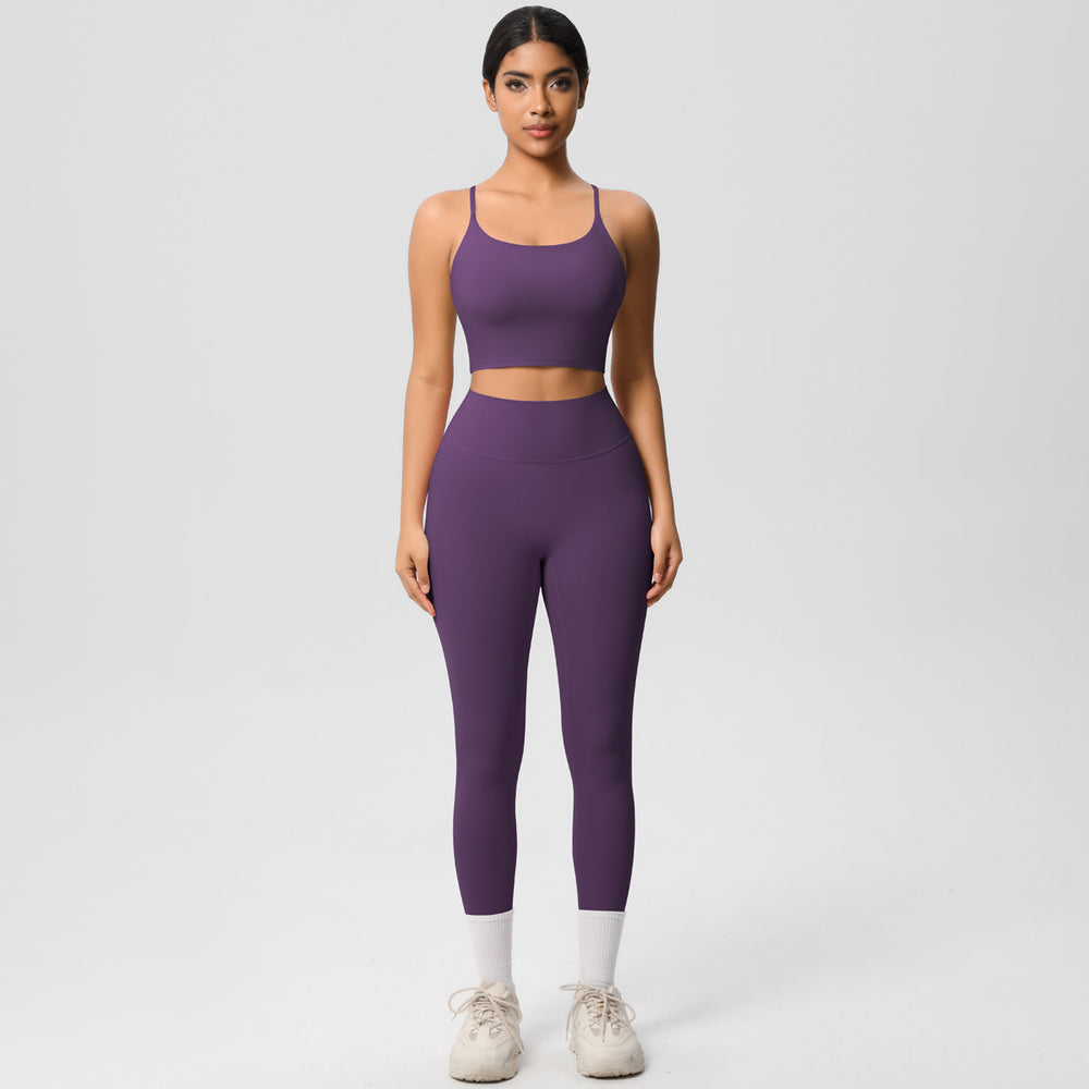 New cloud-feel tank top sports bra yoga set - quick-dry, compression fit, running & casual fitness two-piece outfit