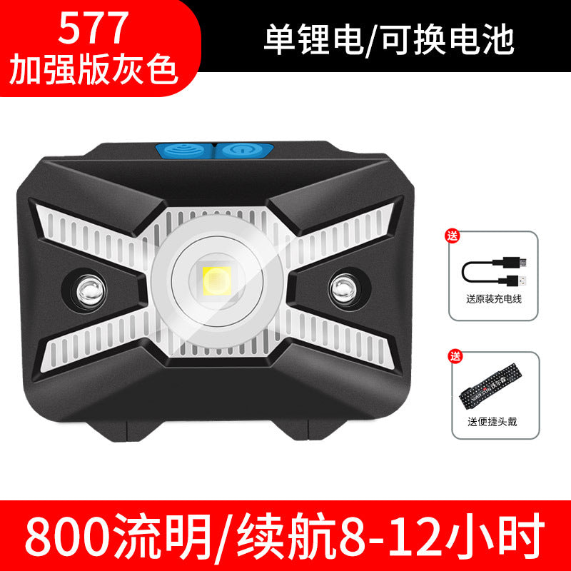 Walson 577 headlight LED long battery life strong light fishing charging outdoor head mounted small lighting induction headlight