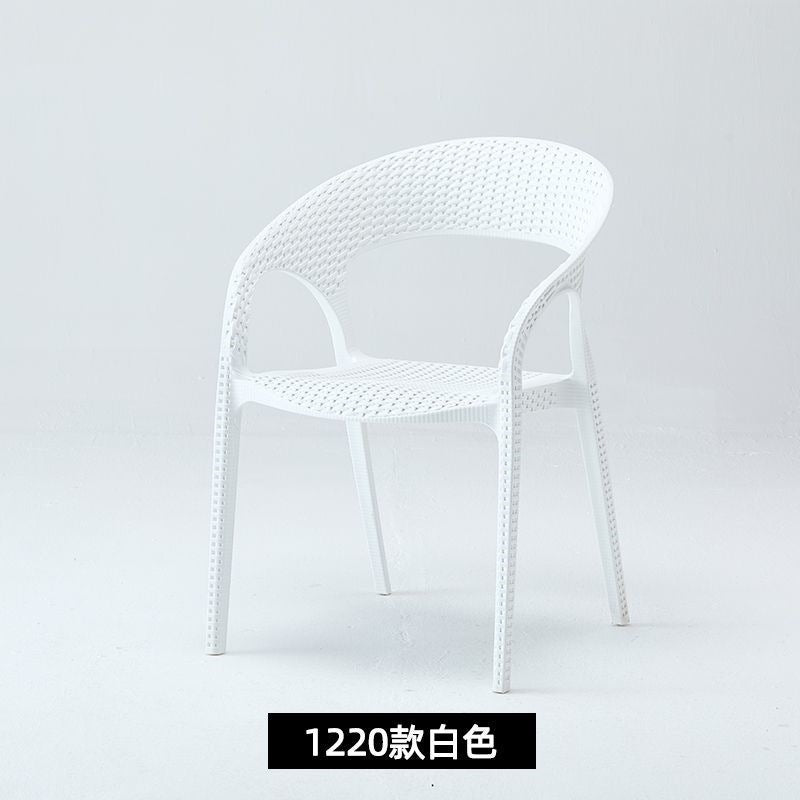 Outdoor patio plastic stool single chair single backrest imitation rattan chair balcony leisure area layout milk tea shop others