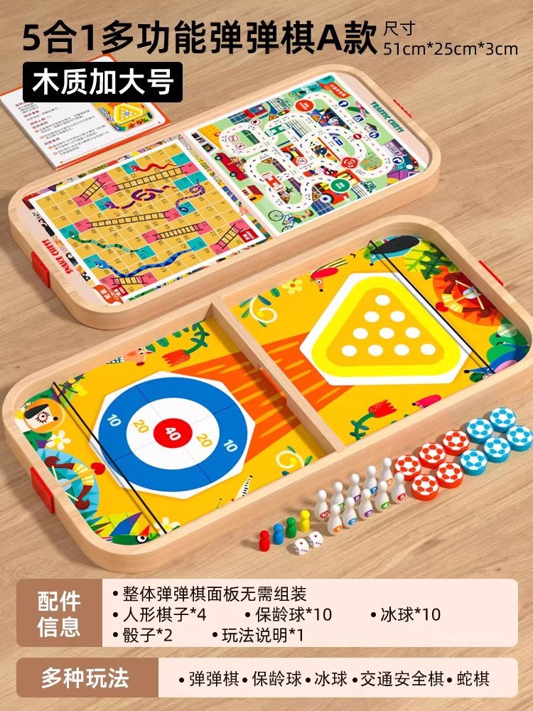 Wooden Bouncing Chess Double Table Game Bowling Parent-Child Interactive Birthday June 1st Gift Children's Educational Toys