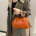 Korean ins genuine leather 2025new arrivalniche style boston bag women's casualeasiest for matchsatchel bag crossbody small square bag