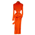 European and american style mock neck knit dress - autumn women's french retro slim fit bodycon maxi dress