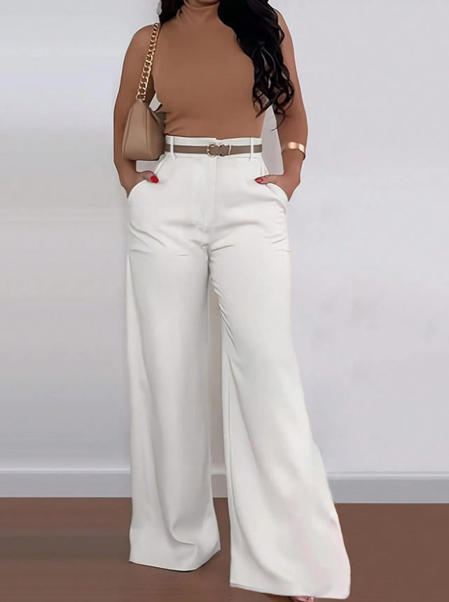 new women's cross-border e-commerce fashion: elegant and chic straight-leg trousers - high-waisted, drapey, versatile wide-leg formal pants