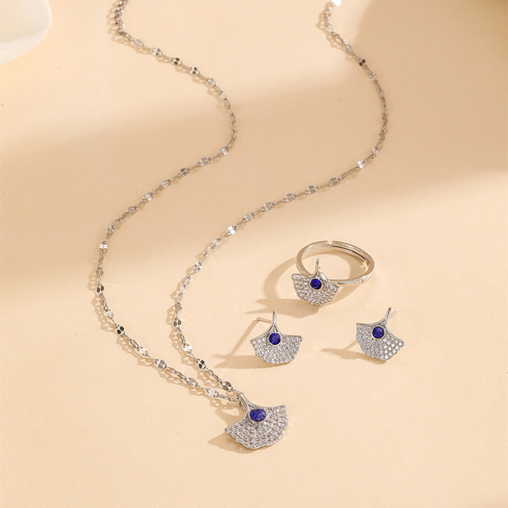 [necklace] women's gemstone fashion cross-border electroplating niche pendant earrings ring classy light luxury clavicle chain jewelry