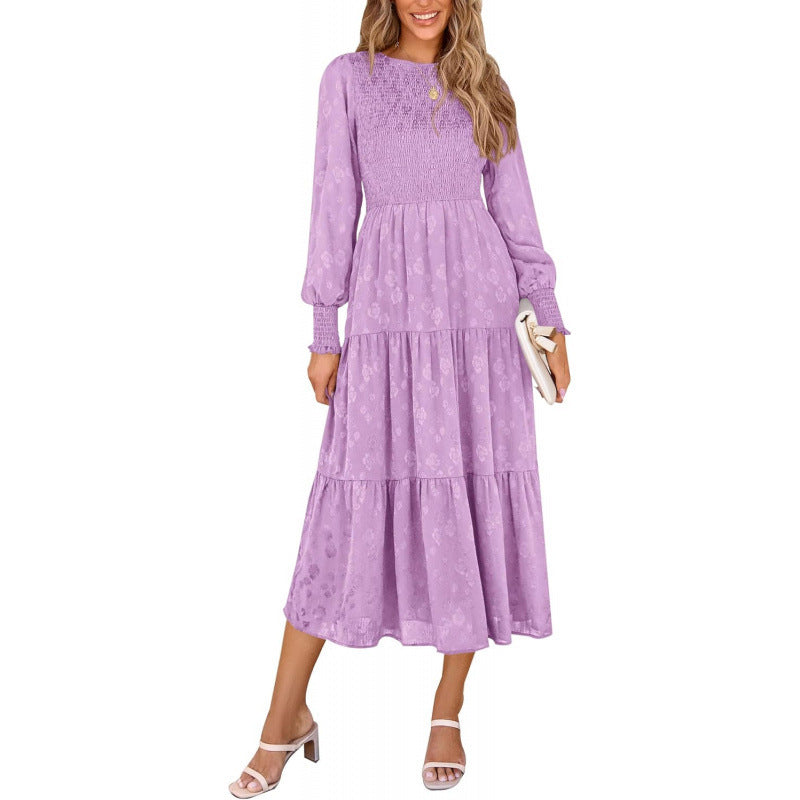 Amazon fashion elegant floral long sleeve dress women's  spring new arrival - graceful and flowy