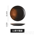Japanese-style trendy ceramic steak plate - round dinner plate, western food plate, hotel-sized flat plate