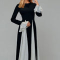cross-border e-commerce european and american women's clothing: new summer collection - elegant color block flared sleeve, cinched waist dress