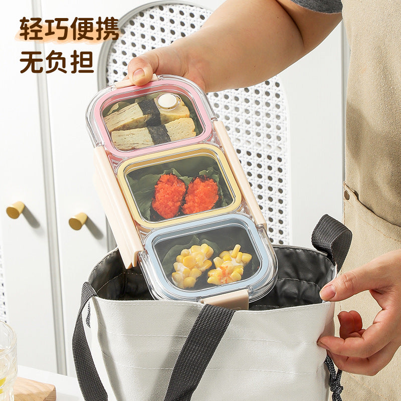 304 stainless steel divided lunch box - airtight food storage container for prepping meals, perfect for office workers and students. microwave safe