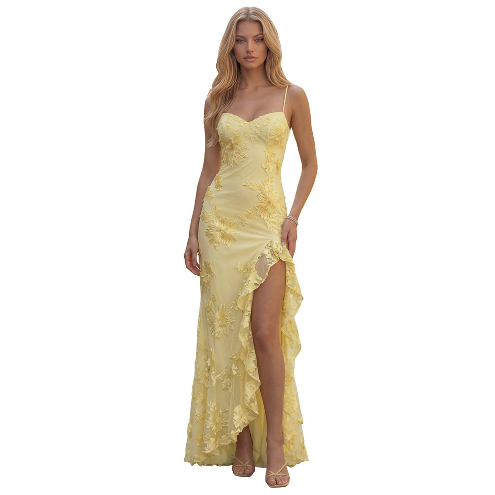 C7699 cross-border   fashion women's sexy floral bodycon party dress