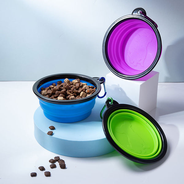 Silicone Dog Bowl Folding Pet Supplies Cat and Dog Feeder Convenient Size Bowl Outdoor Bowl