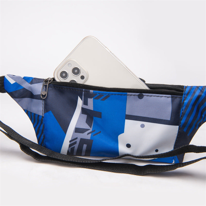 Fanny pack men's ins Japanese trendy brand canvas bag printed breast bag satchel wholesale student sports versatile messenger bag