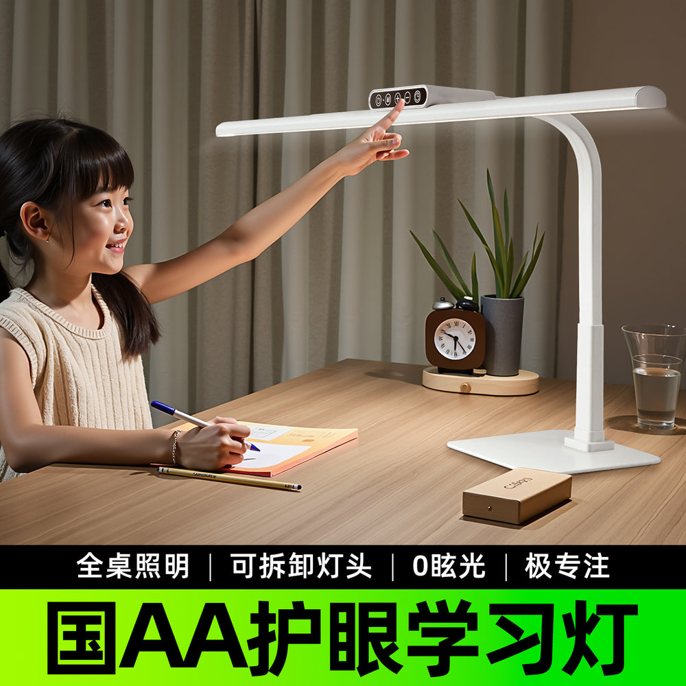 Aa grade full spectrum desk lamp - eye protection for students, kids, reading, homework, and bedside use - rechargeable
