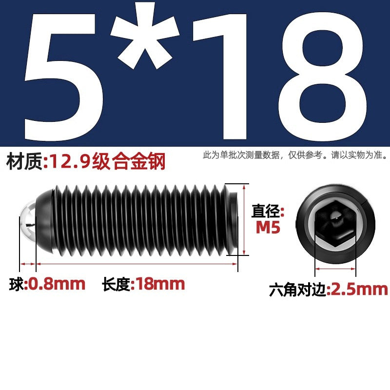 304 stainless steel/12.9 grade wave ball screw steel ball fastening spring ball head spring plunger ball glass positioning ball