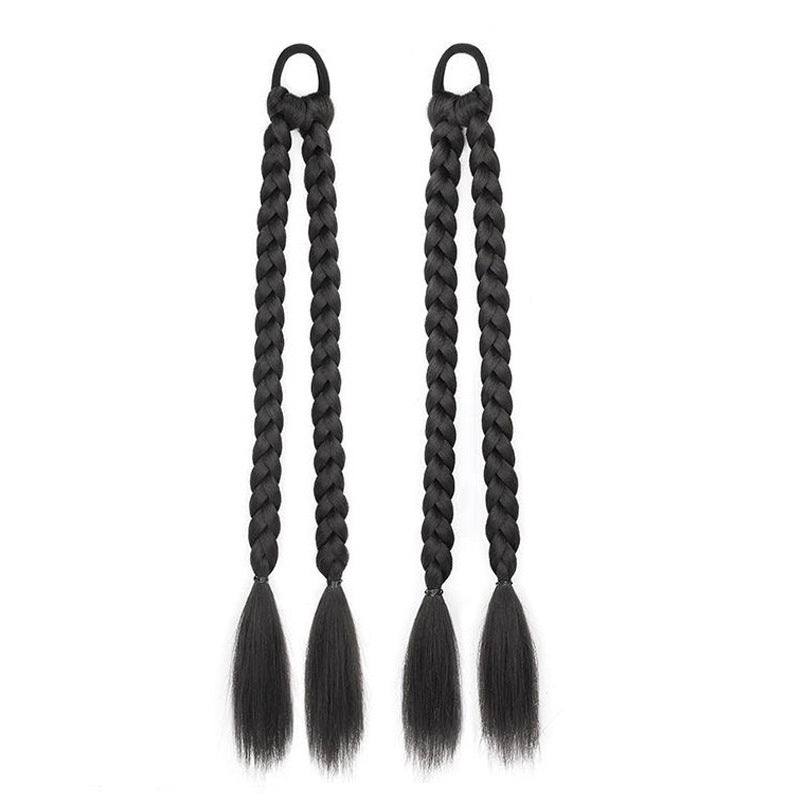 Cross-border hot-selling boxing wig double ponytail dreadlocks wig braid Spice girl sweet cool personality high temperature silk handmade braid