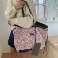 Pink leopard print niche shoulder bag - 2025 autumn new trendy versatile crossbody bag - european and american style large capacity tote bag