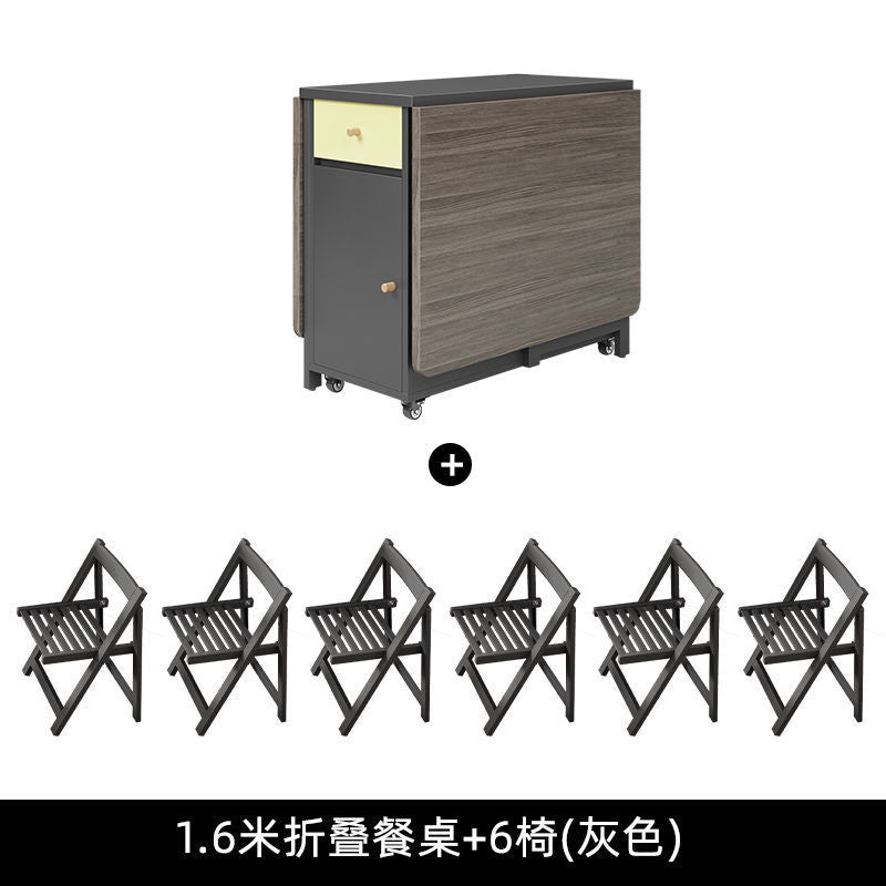 Cream style folding tablefor homefoldablemovable dining table and chair simple multifunctional table dining table and chair combination