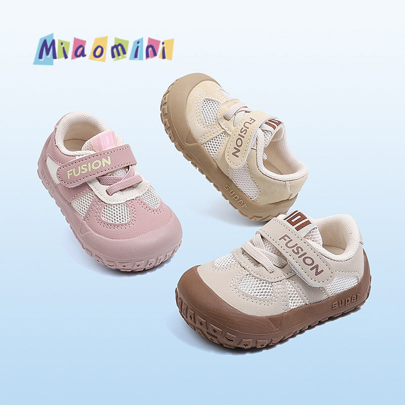 Baby toddler shoes spring/summer new anti-slip boys' single mesh shoes trendy color block girls' sandals 1-3 years casual shoes