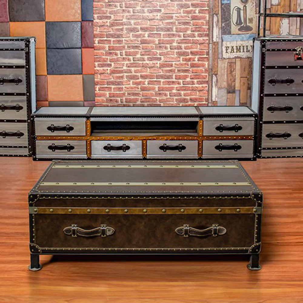 Storage coffee table living room retro leather box casual modern american country storage distressed coffee table log european style