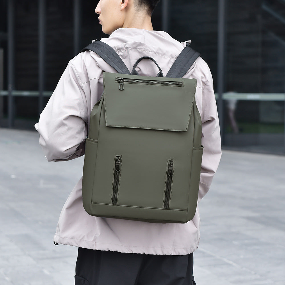 Cross-border new men's casual backpack fashionable personalized business backpack simple solid color college student backpack