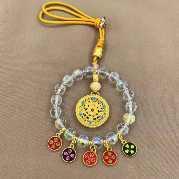 Lingyin same style five-way god of wealth car pendant colorful crystal safe abacus lock lucky bag high-end car decoration chinese style