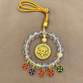 Lingyin same style five-way god of wealth car pendant colorful crystal safe abacus lock lucky bag high-end car decoration chinese style