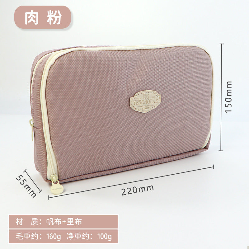 Cross-border  student pencil bag, simple Japanese stationery bag ins large-capacity female high-value handbook stationery box