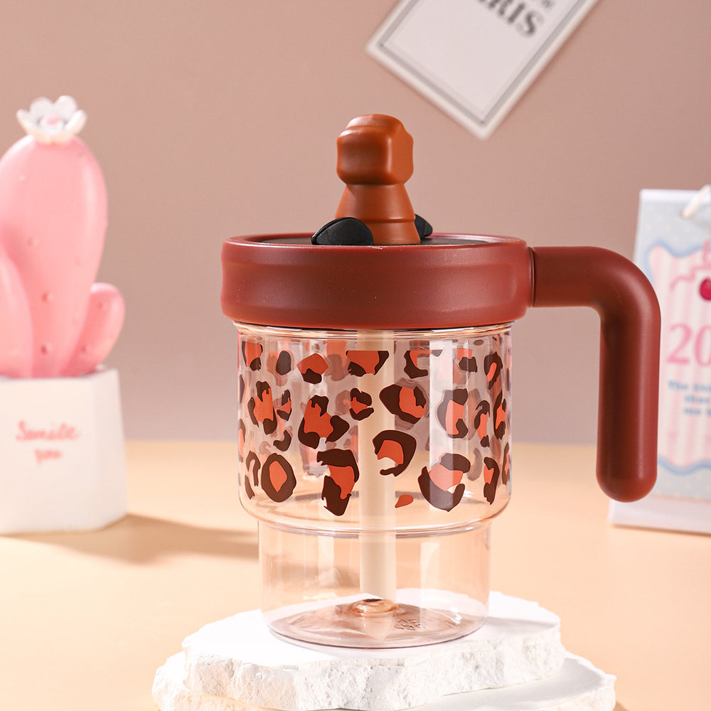 Summer new arrival: high-style straw cup, large capacity ice tumbler, portable cute plastic water bottle for kids, students (unisex)