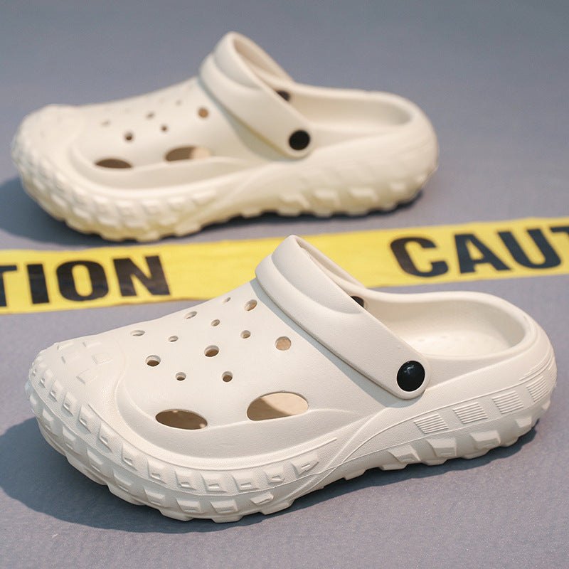 Foreign trade hole shoes men's summer outer wear bag head dual-purpose slippers tire bottom leisure beach large size slippers wholesale