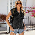 Ebay european and american cross-border women's summer  independent station new washed single-breasted denim vest vest trendy