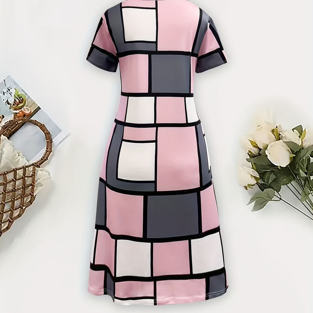 wholesale women's short-sleeved dresses, fashionable women's dresses for spring, summer, and autumn, new cross-border printed designs