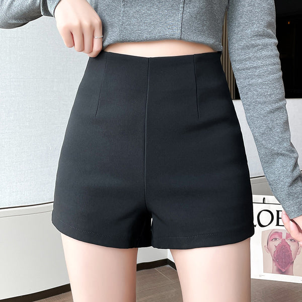 Black leggings, women's three-point outer wear, thin high-waisted anti-light safety pants, spring and summer elastic casual shorts