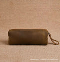 Hot-selling retro genuine leather stationery pencil case, top grain crazy horse leather handmade coin purse, student stationery organizer