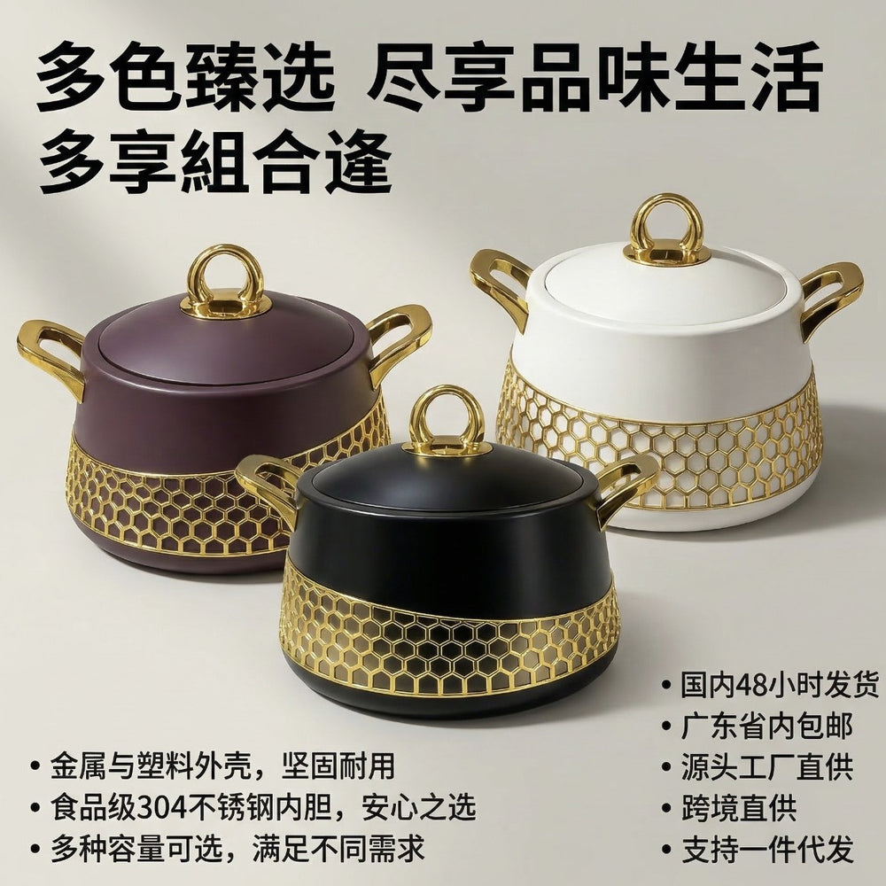 Insulationfood warmer stainless steel thermal insulation box thermal insulation pot thermal insulation water kettle 3-piece pot suit