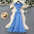 Luxury sleeveless slim-fit knit dress - women's summer high-waisted a-line dress - slimming, elegant, and chic maxi dress