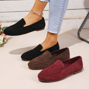 Exportplus sizerevintage style flats round toe loafers women's suede slip-on loafers easiest for matchcasual beanie shoes
