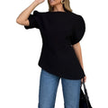 summer new women's fashion: cross-border european and american style, everyday casual, loose fit, bubble sleeve, solid color top