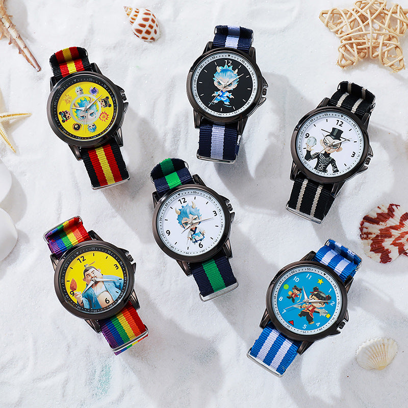 Cute cartoon nezha demon child descends to earth children's watch - stylish quartz watch for elementary school students, boys and girls