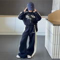 girls' casual activewear set: stylish spring/autumn two-piece outfit for girls - wide-leg pants and sweatshirt, trendy for mid-to-large children