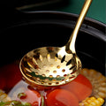 Household large soup spoon long handle hot pot colander set stainless steel popular scandinavianaccessible luxury style emerald spoon