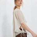european and american cross-border spring/summer solid color women's chiffon blouse - casual, versatile, sun protection, lightweight shawl, light outerwear