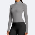 Jinke fall and winter stand-up collar yoga clothes running slimming looklong sleeves half-zip sports tops women's silm elastic fitness clothes