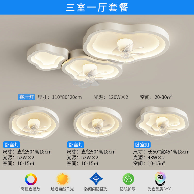 Whole House Lighting Package Nordic Creative Cloud Bedroom Light Modern Simple Light Luxury Moving Head Fan Light Living Room Light
