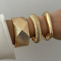 Wholesale alloy open bangle bracelet - european & american cross-border e-commerce jewelry - geometric faceted statement piece - women's wide electroplated bangle