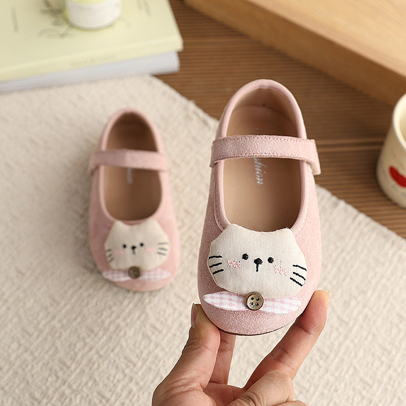 Vancahaoins french suede small leather shoes  spring & fall new arrivalk-stylegirl cartoon cat princess flats