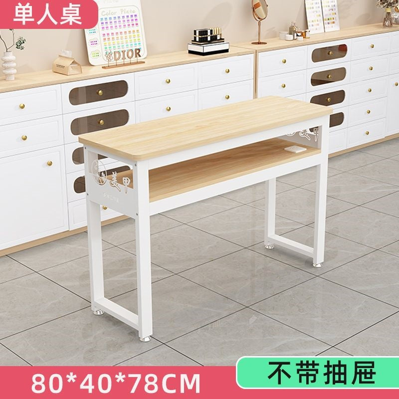 Professional double-layer nail table for nail salons - japanese minimalist style, single/double seater, economical home beauty & office desk