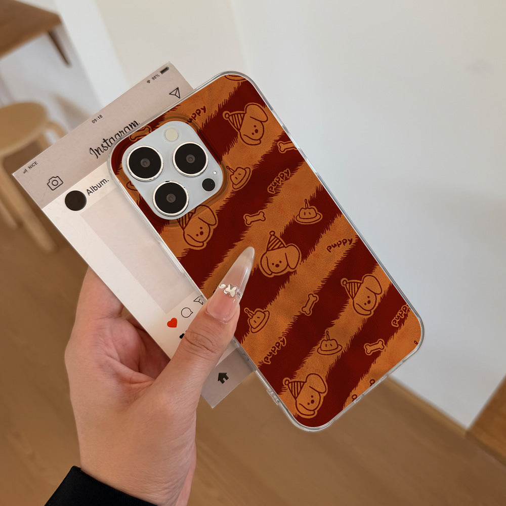 Suitable for apple 17promax mobile phone case twill cake puppy tin foil shell iphone16/15 frosted hard shell