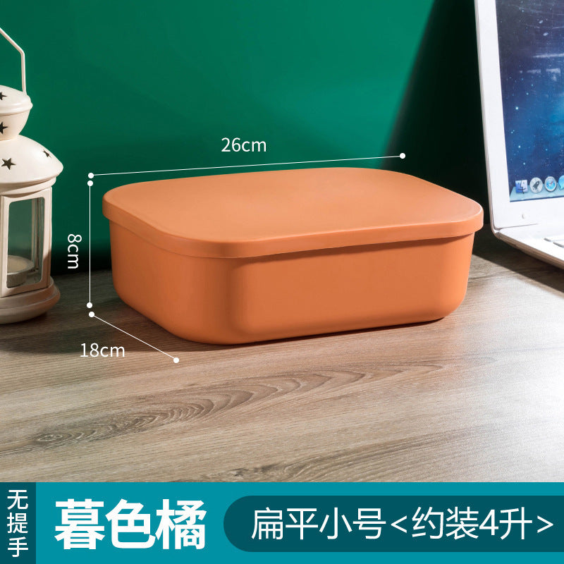 Household contrasting color storage box, wardrobe clothes sorting box with lid, large storage basket, sundries storage box, plastic.
