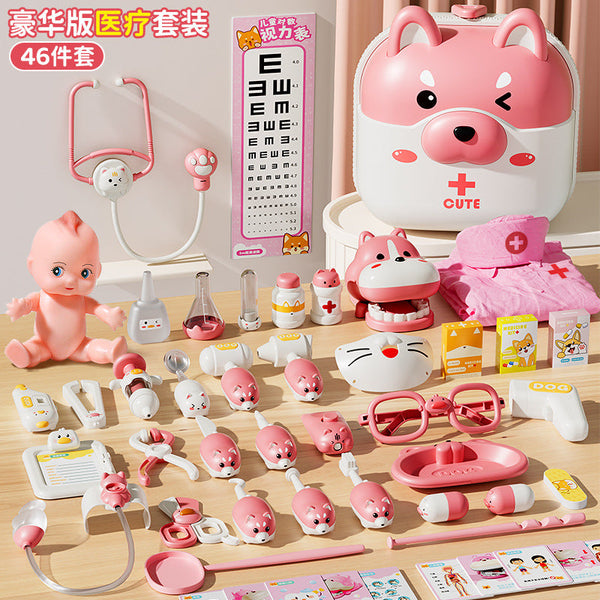 Children's Doctor Toy Set Girl Playing House Nurse Injecting Baby Seeing Medicine Little Boy Stethoscope